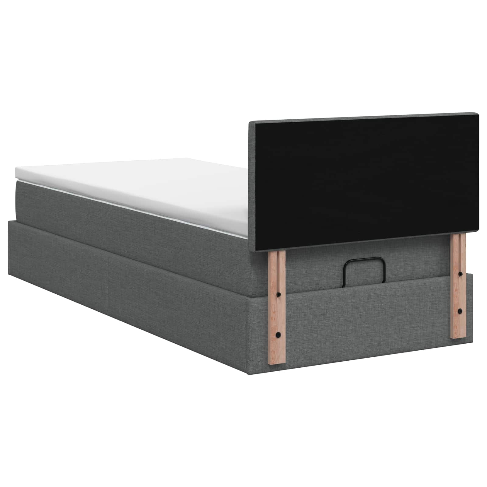 Lit ottoman avec matelas Gris foncé 100 x 200 cm Tissu