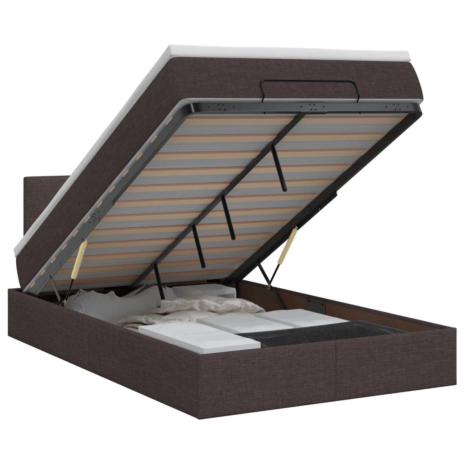 Lit ottoman avec matelas Marron foncé 120 x 190 cm Tissu - XIOS
