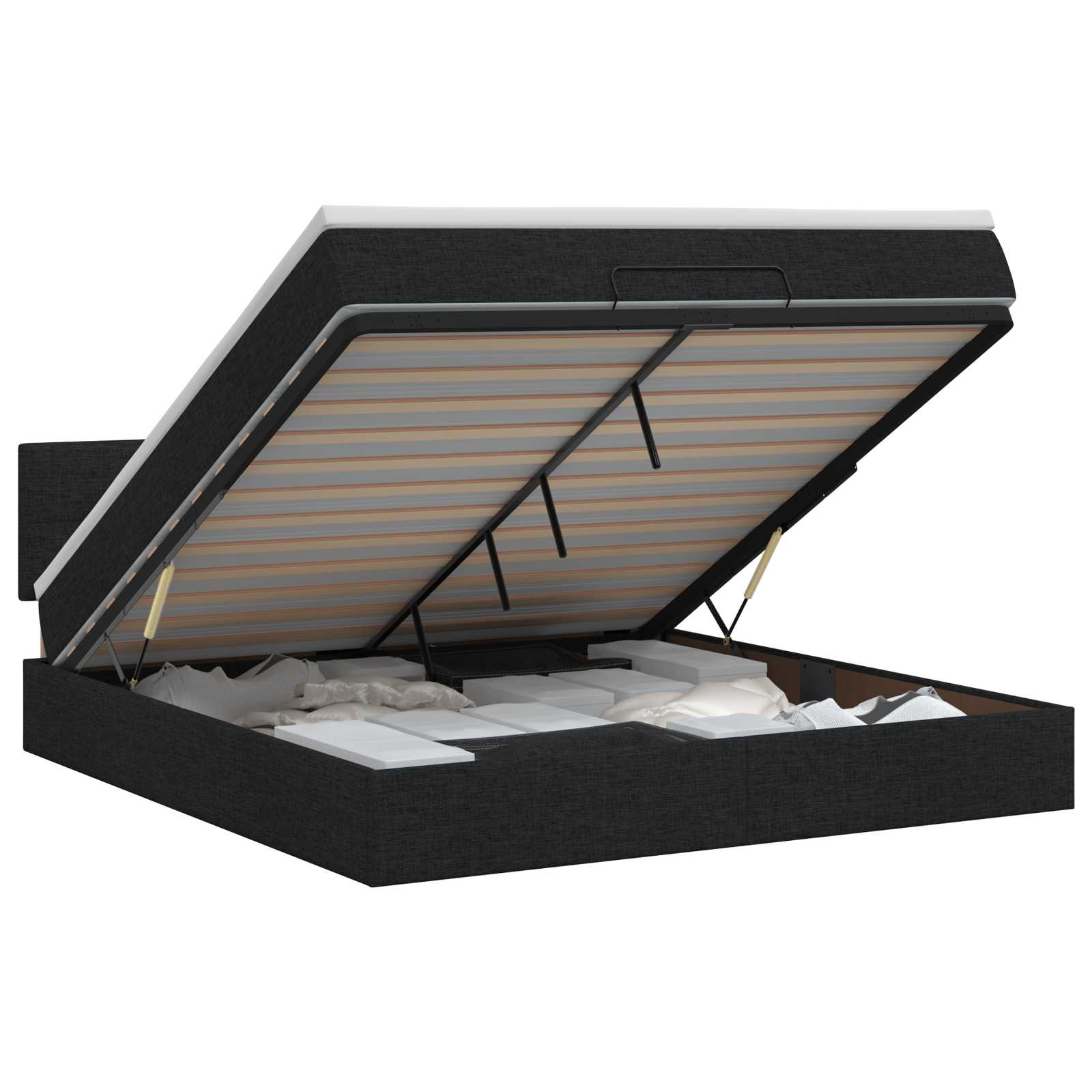 Lit ottoman avec matelas Noir 140 x 190 cm Tissu - XIOS