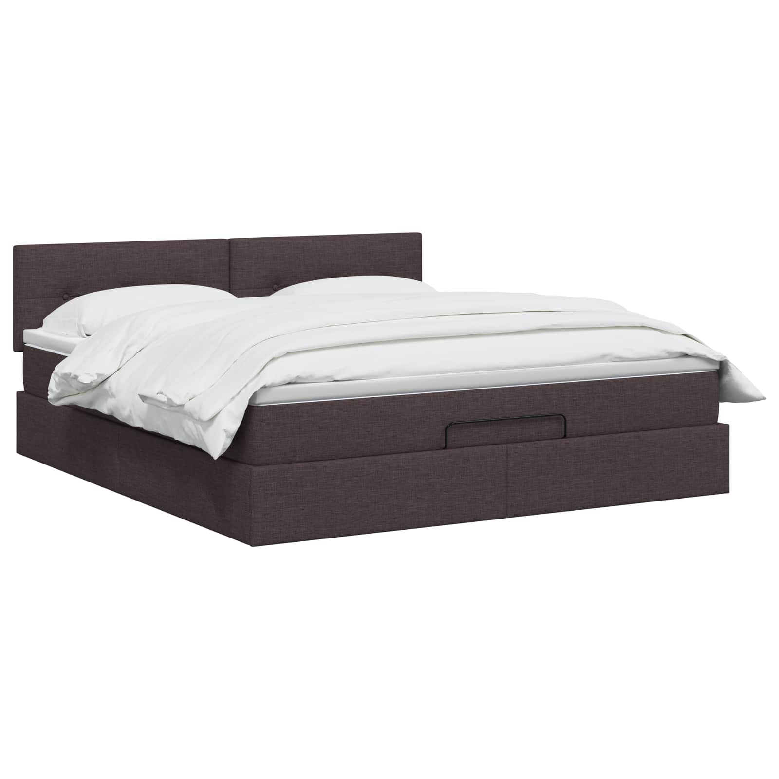 Lit ottoman avec matelas Marron foncé 140 x 190 cm Tissu - XIOS