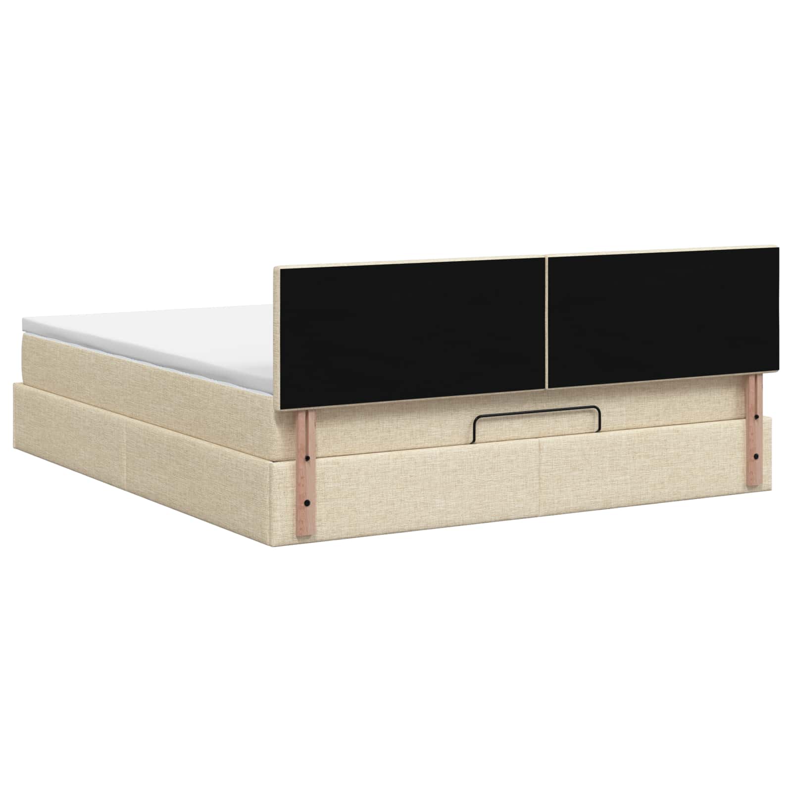 Lit ottoman avec matelas Crème 140 x 190 cm Tissu - XIOS