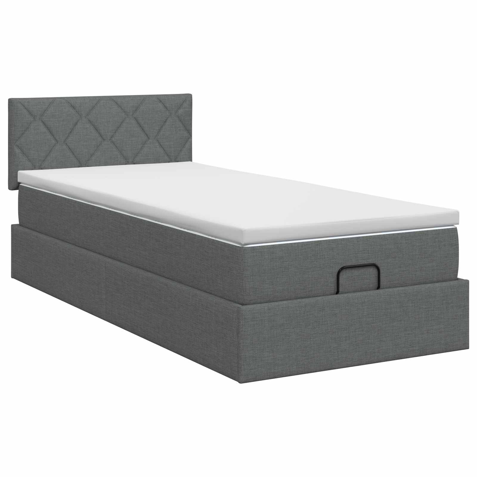 Lit ottoman avec matelas Gris foncé 90 x 190 cm Tissu - XIOS