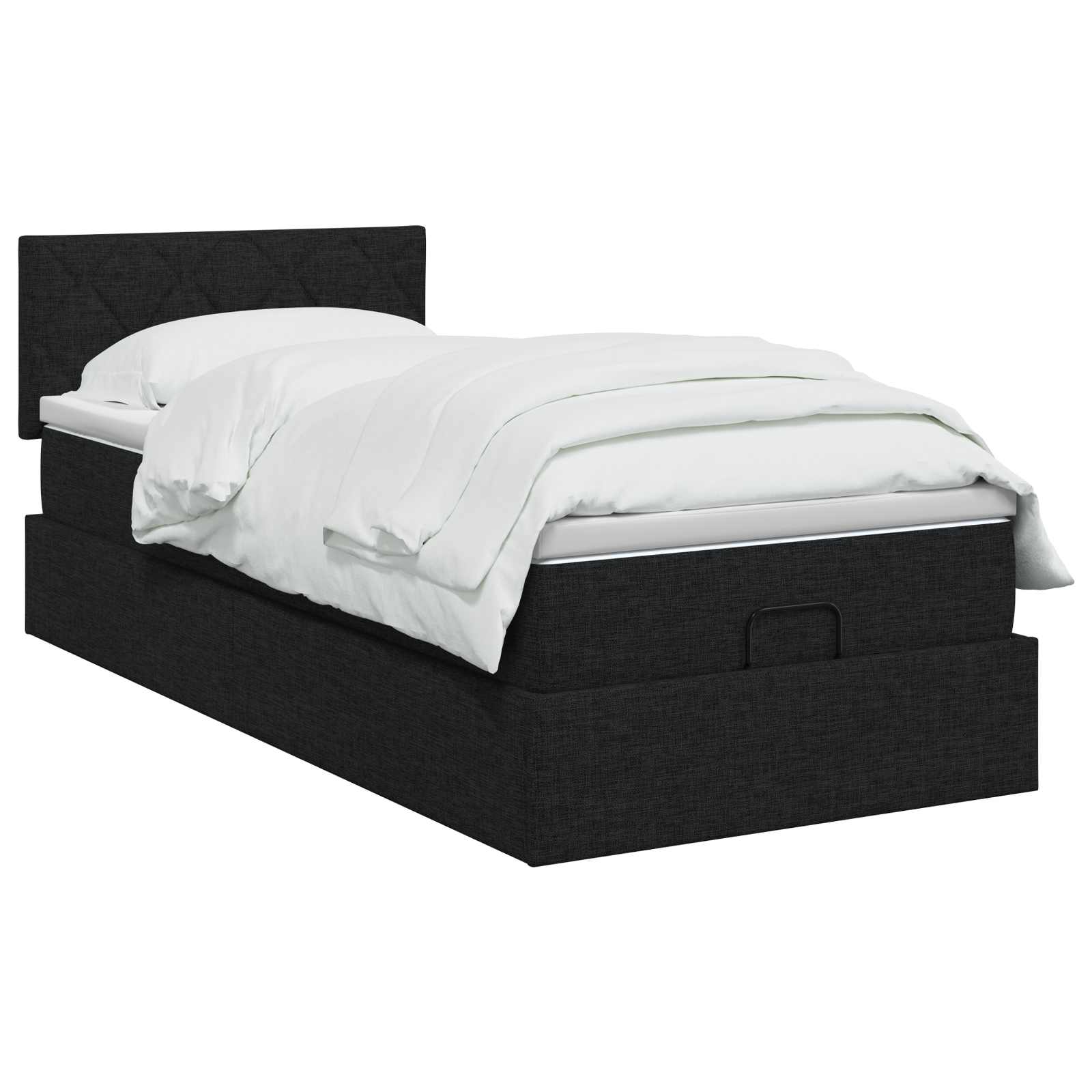 Lit ottoman avec matelas Noir 90 x 190 cm Tissu - XIOS