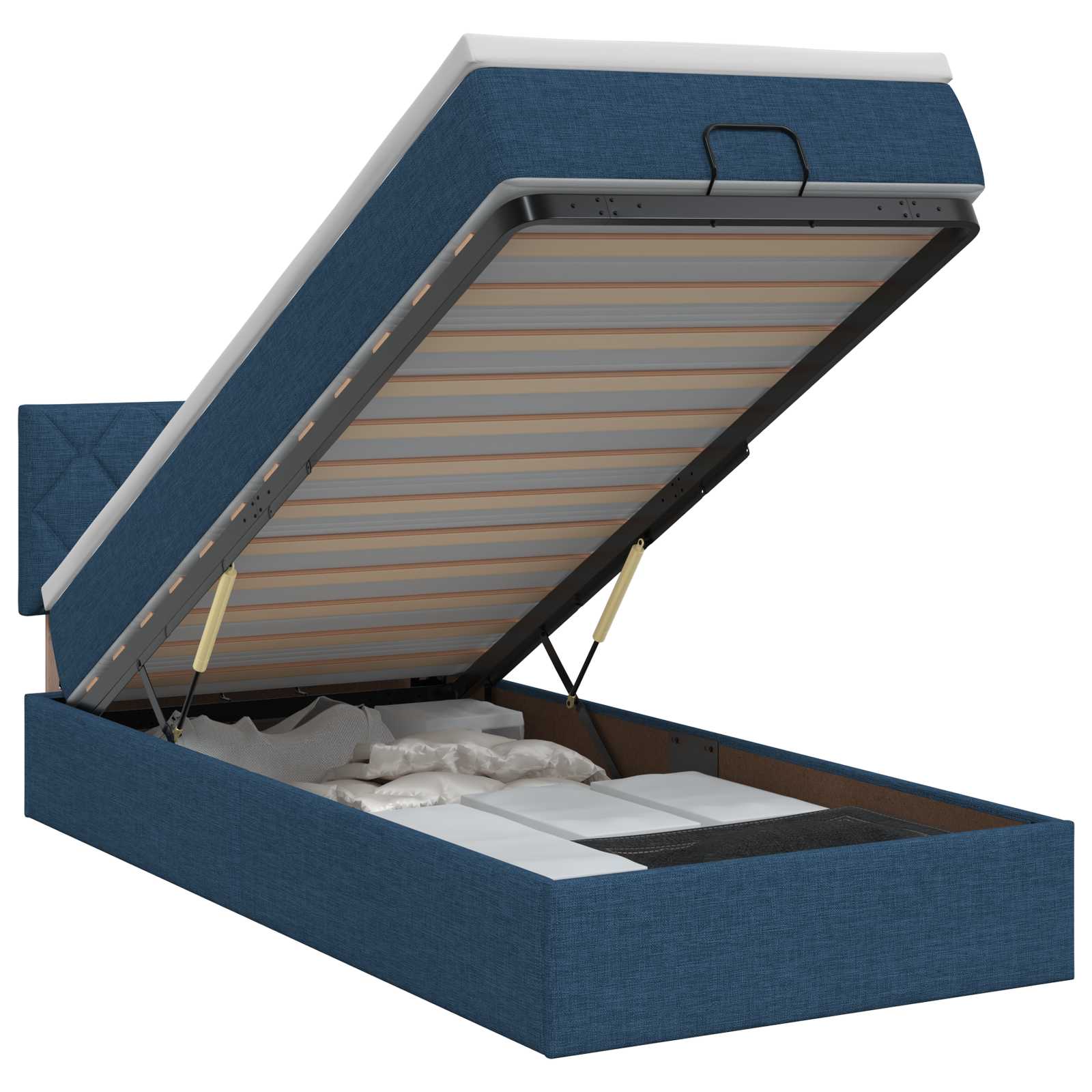 Lit ottoman avec matelas Bleu 90 x 190 cm Tissu - XIOS