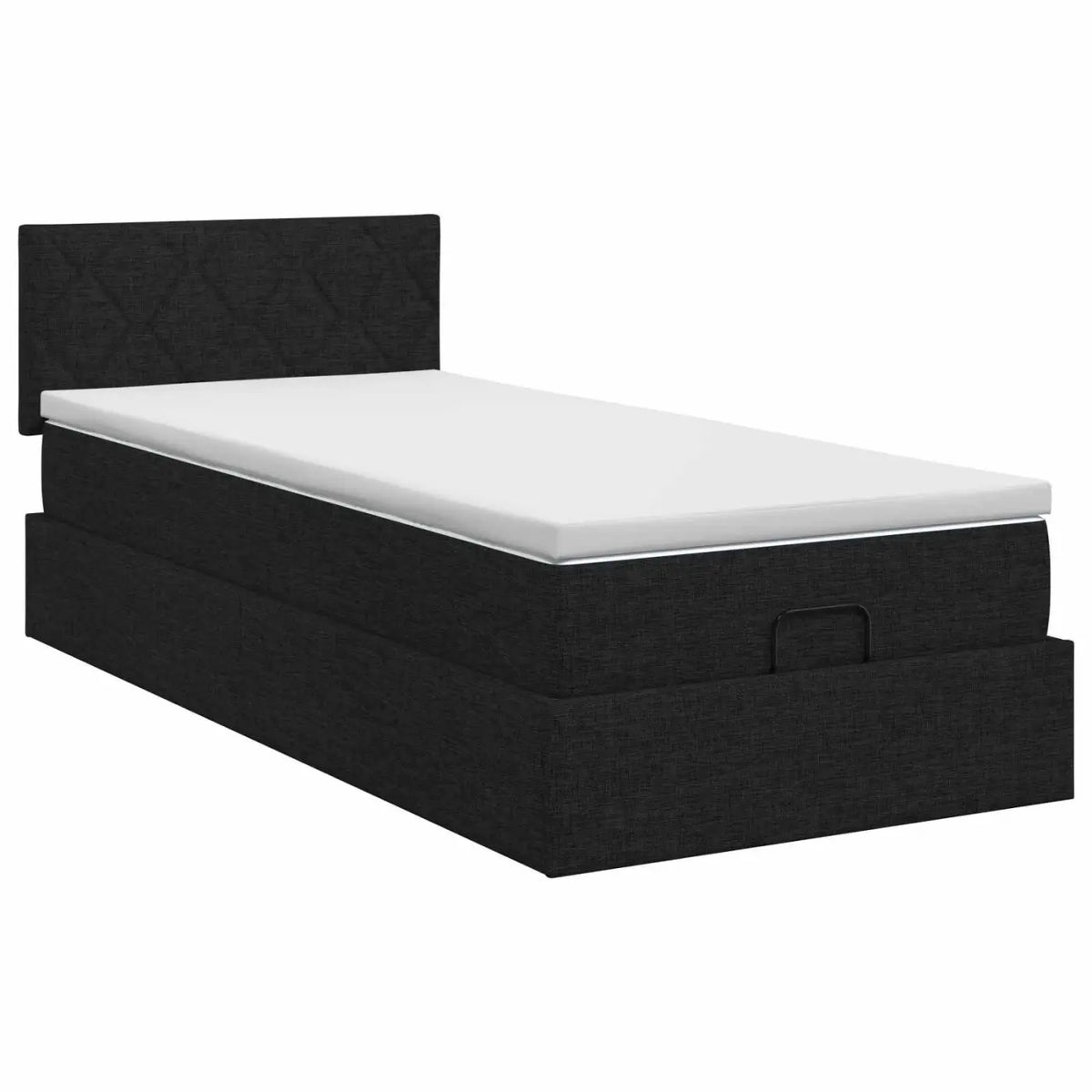 Lit ottoman avec matelas Noir 90 x 200 cm Tissu - XIOS