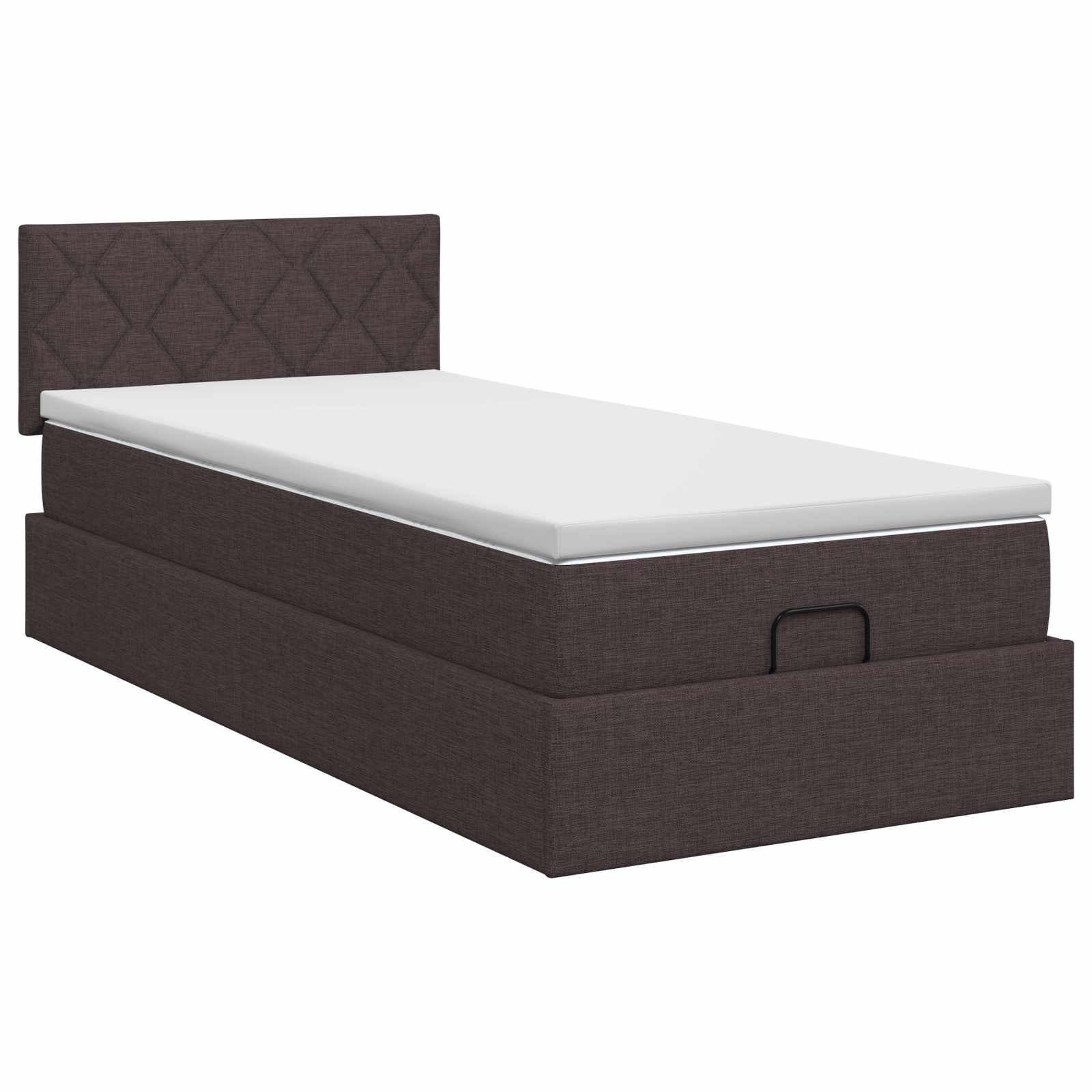Lit ottoman avec matelas Marron foncé 90 x 200 cm Tissu - XIOS