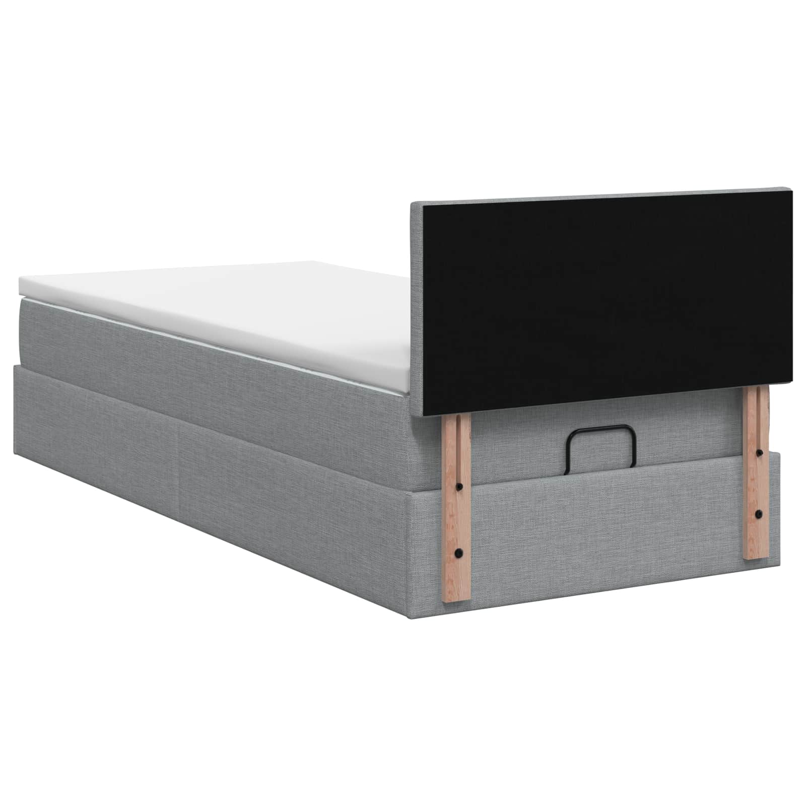 Lit ottoman avec matelas Gris clair 100 x 200 cm Tissu