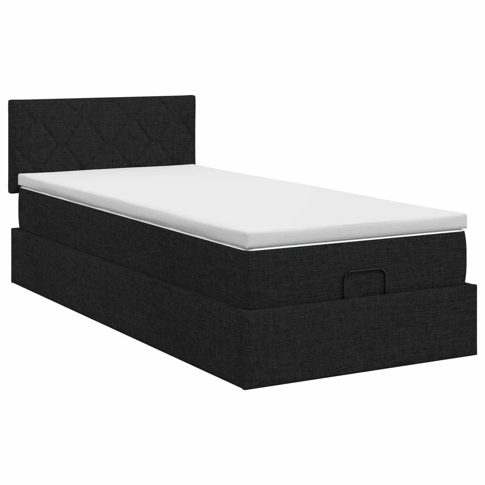Lit ottoman avec matelas Noir 100 x 200 cm Tissu - XIOS