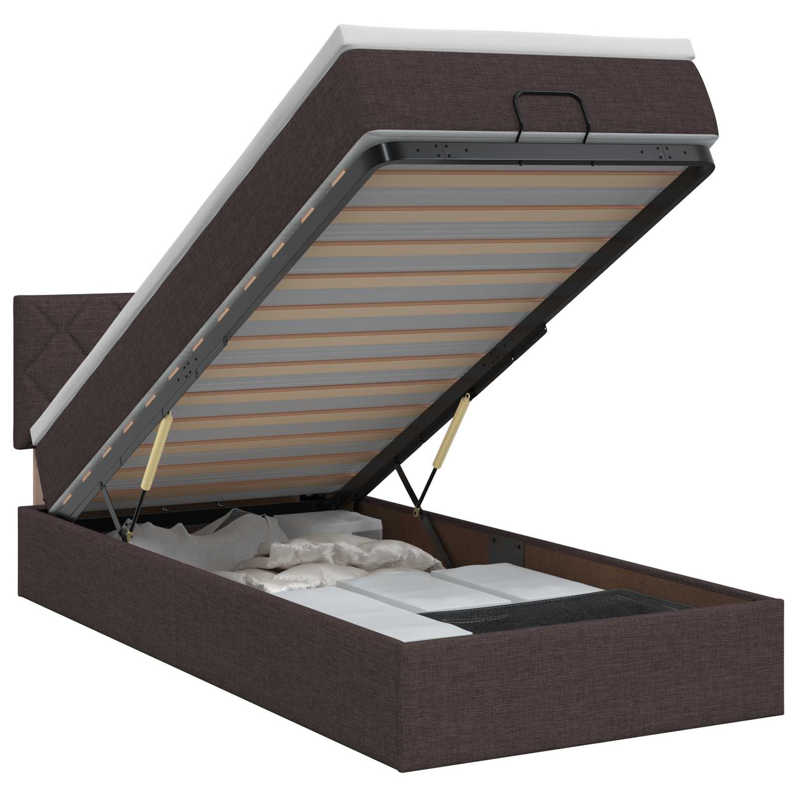 Lit ottoman avec matelas Marron foncé 100 x 200 cm Tissu - XIOS
