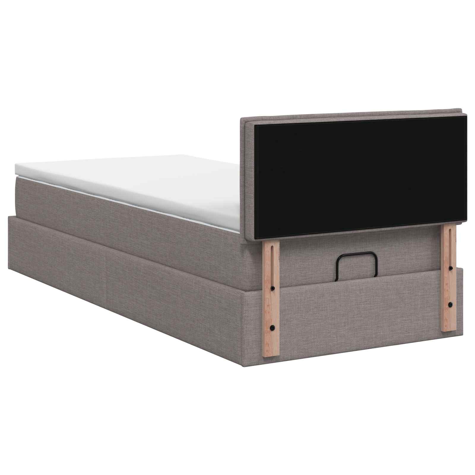 Lit ottoman avec matelas Taupe 100 x 200 cm Tissu