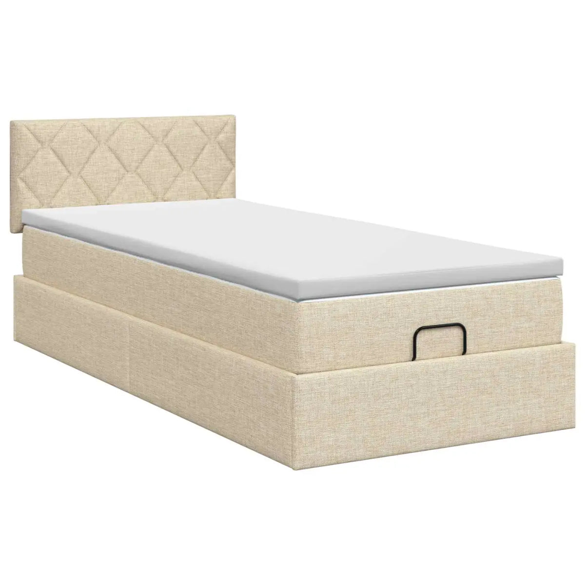 Lit ottoman avec matelas Crème 100 x 200 cm Tissu - XIOS