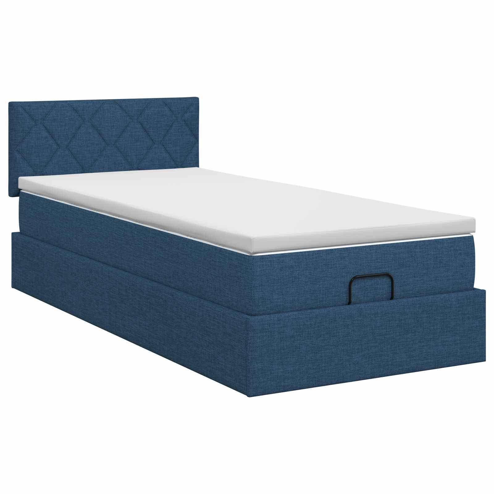 Lit ottoman avec matelas Bleu 100 x 200 cm Tissu - XIOS