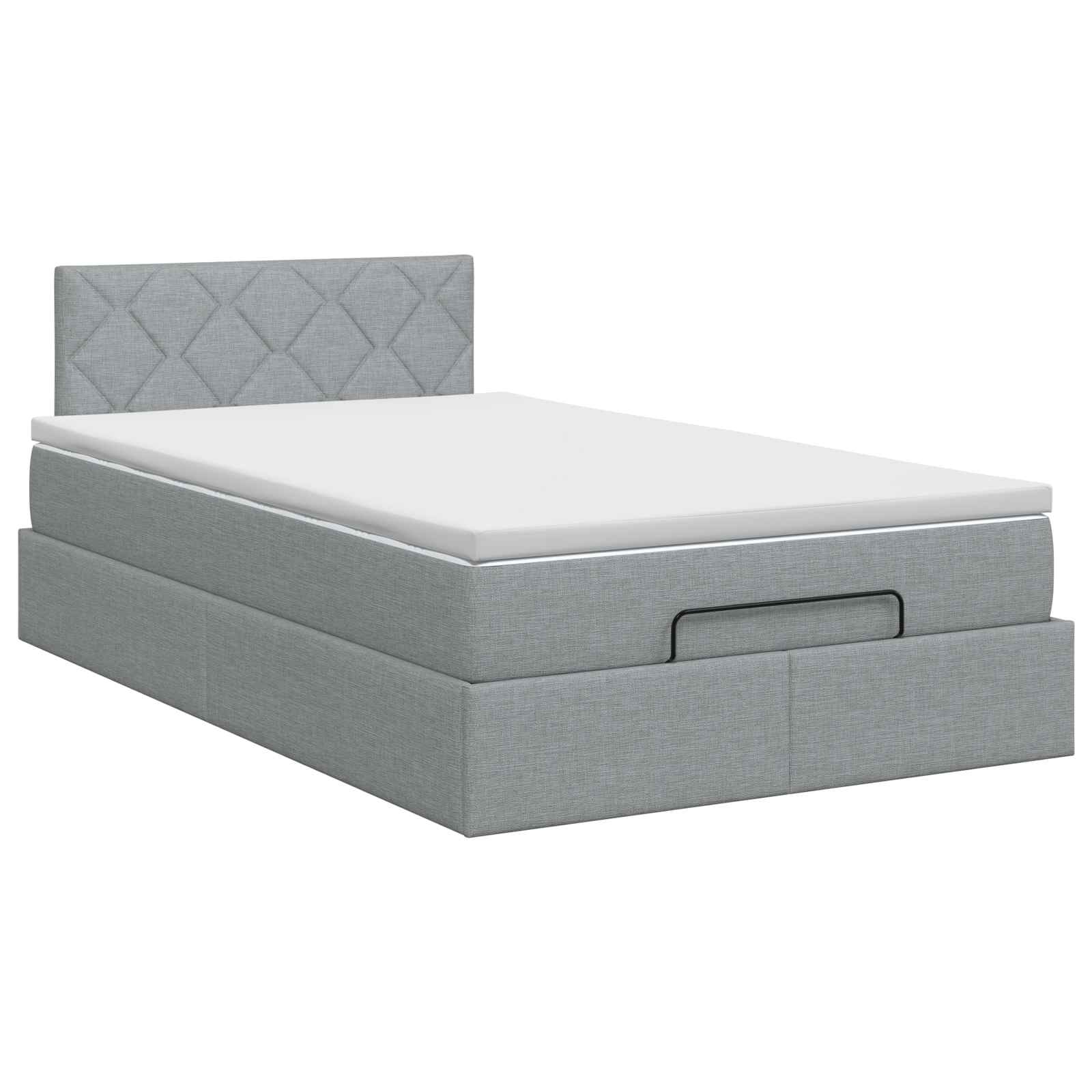 Lit ottoman avec matelas Gris clair 120 x 190 cm Tissu