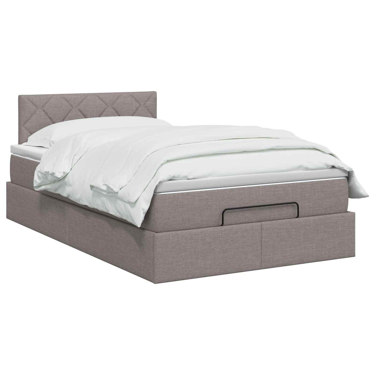 Lit ottoman avec matelas Taupe 120 x 200 cm Tissu
