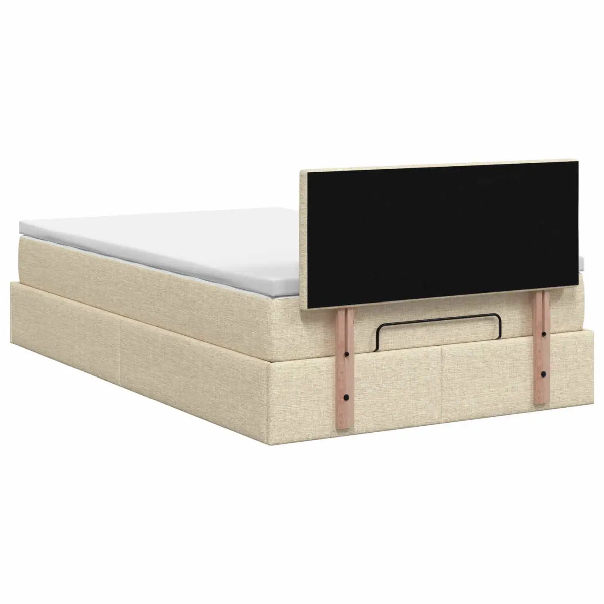 Lit ottoman avec matelas Crème 120 x 200 cm Tissu - XIOS