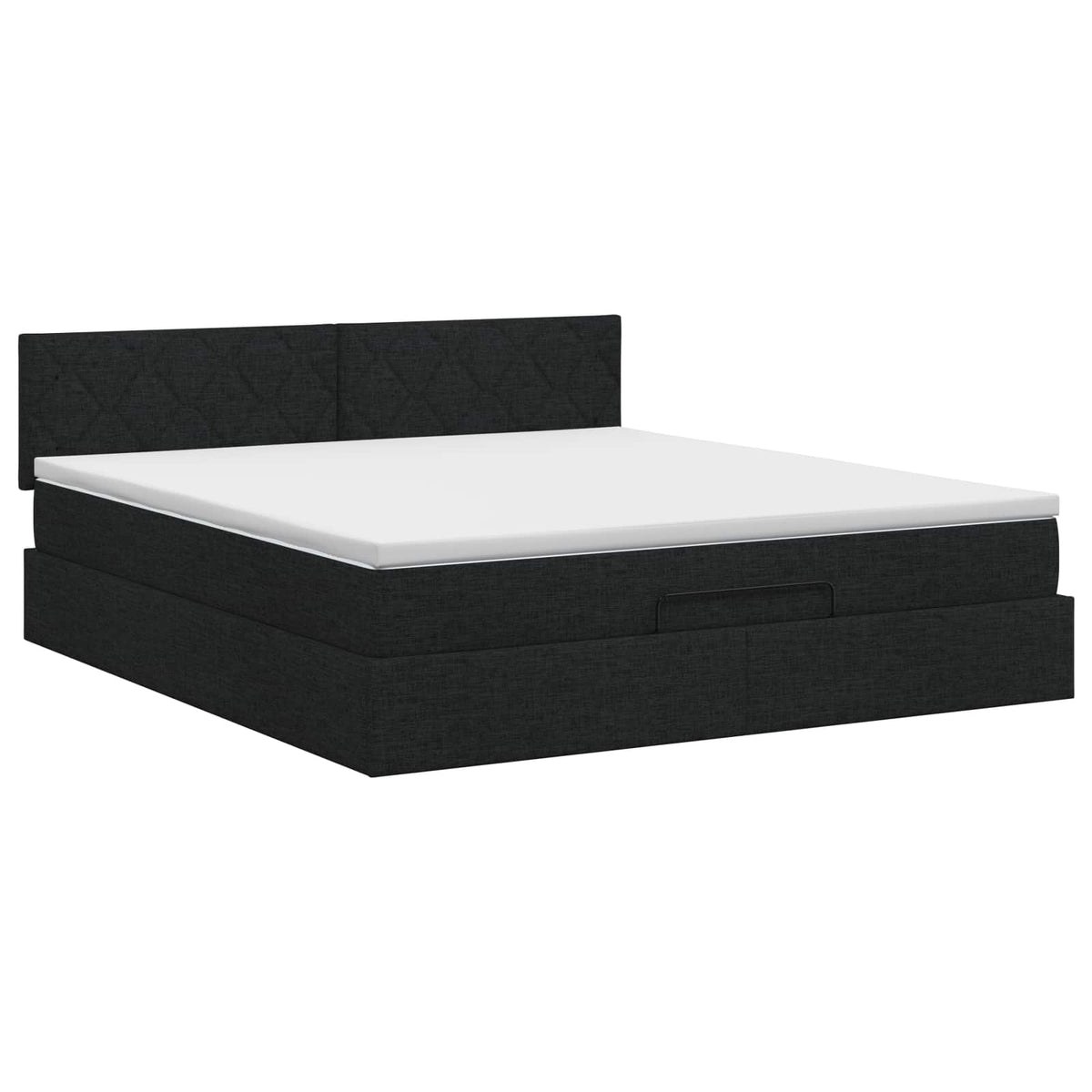 Lit ottoman avec matelas Noir 160 x 200 cm Tissu