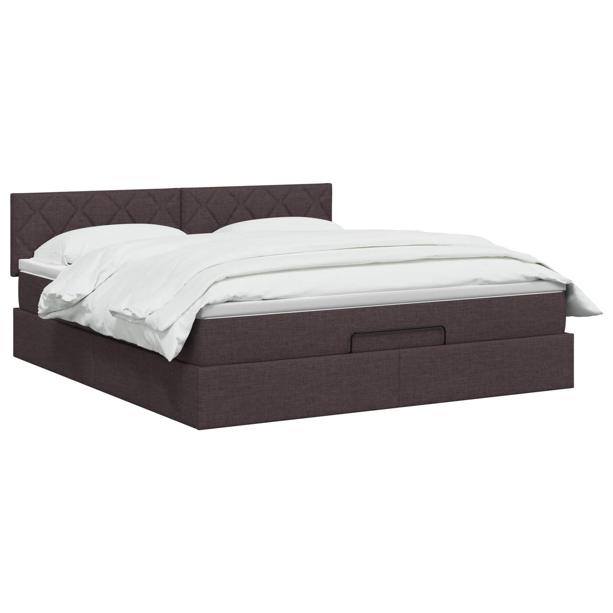 Lit ottoman avec matelas Marron foncé 160 x 200 cm Tissu