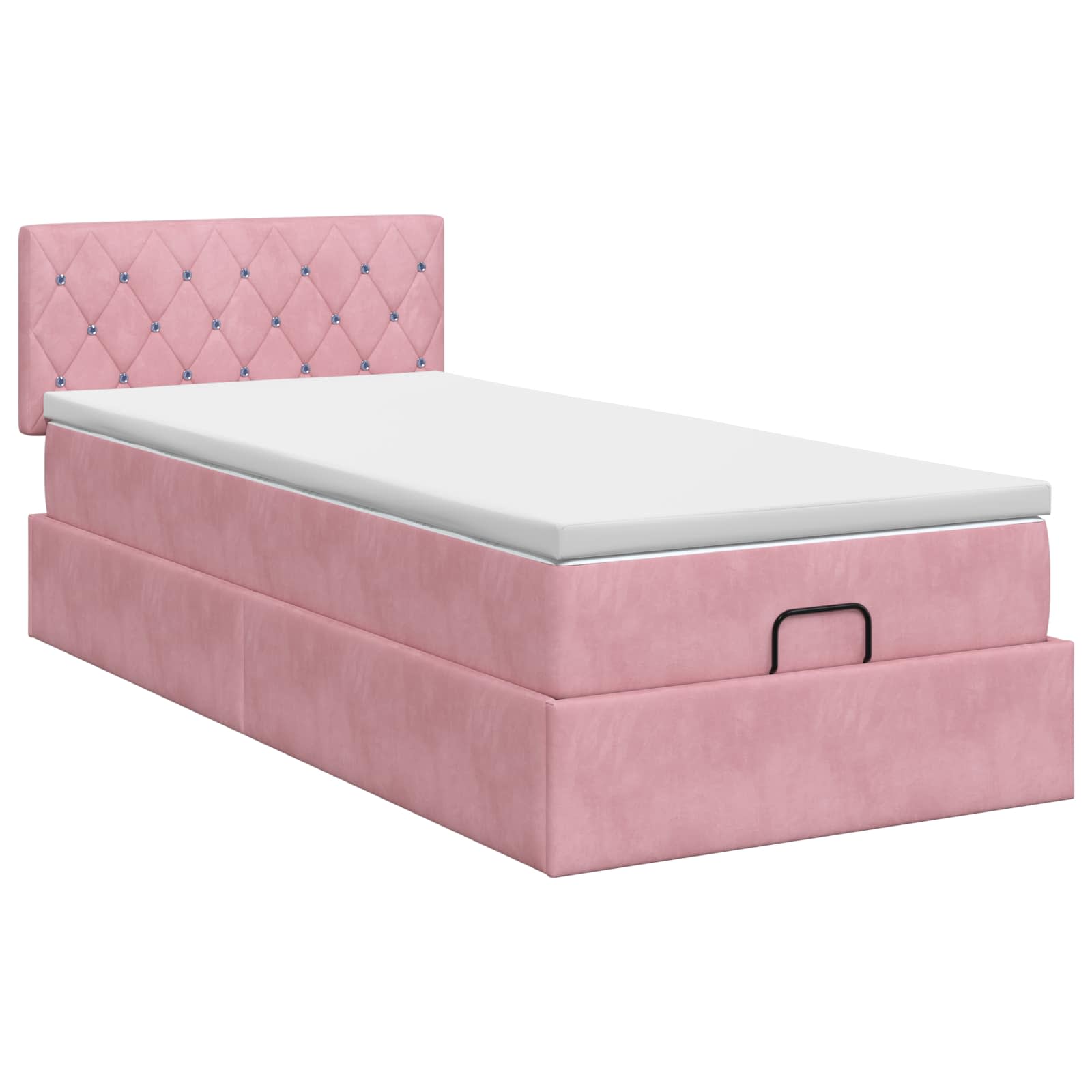 Lit ottoman avec matelas Rose 80 x 200 cm Velours