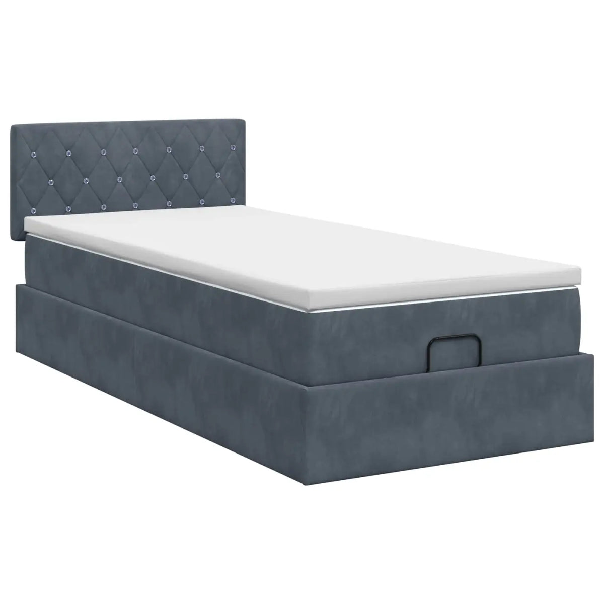 Lit ottoman avec matelas Gris foncé 90 x 190 cm Velours - XIOS