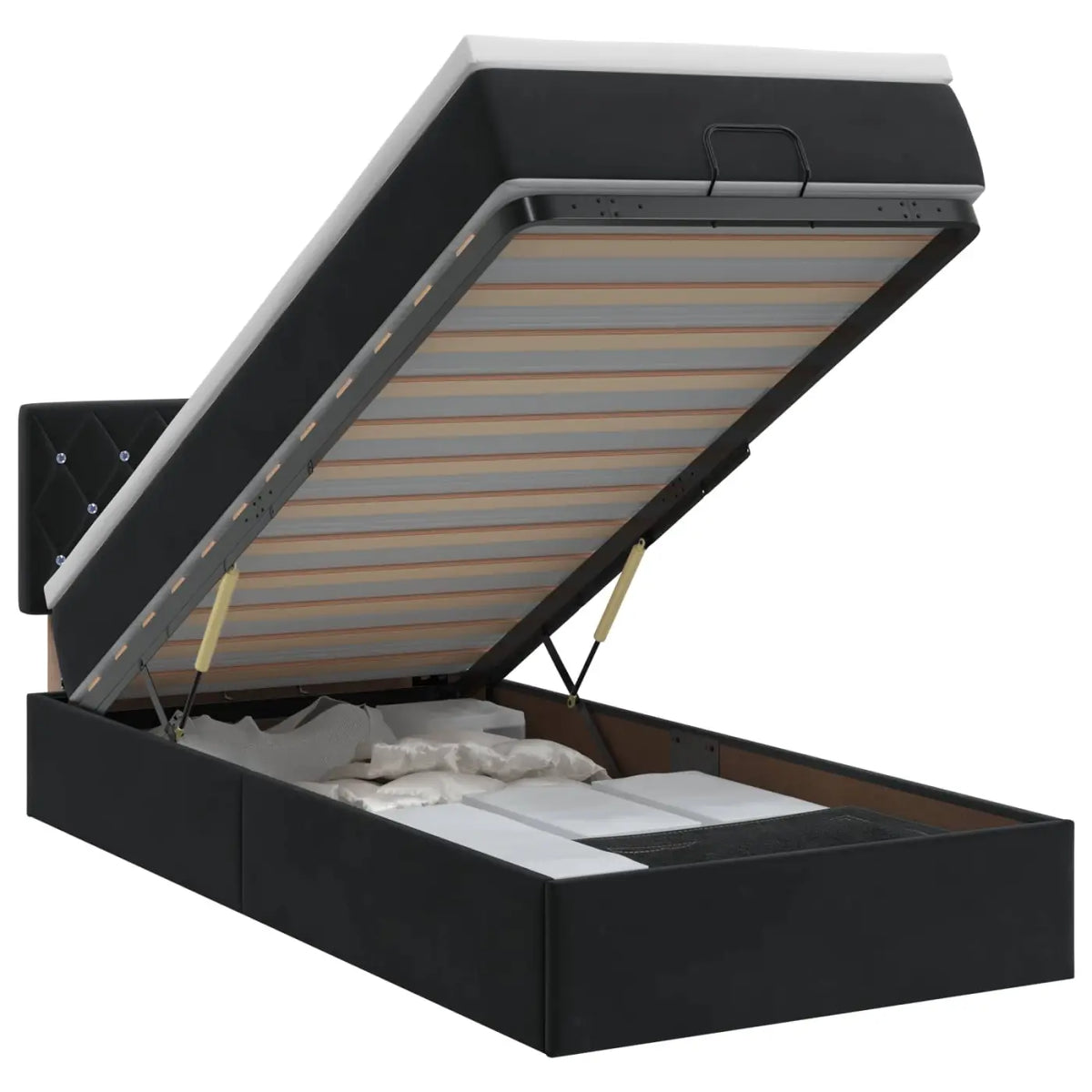 Lit ottoman avec matelas Noir 90 x 200 cm Velours - XIOS