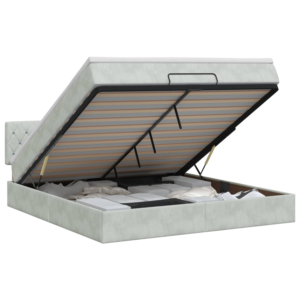 Lit ottoman avec matelas Gris clair 140 x 200 cm Velours