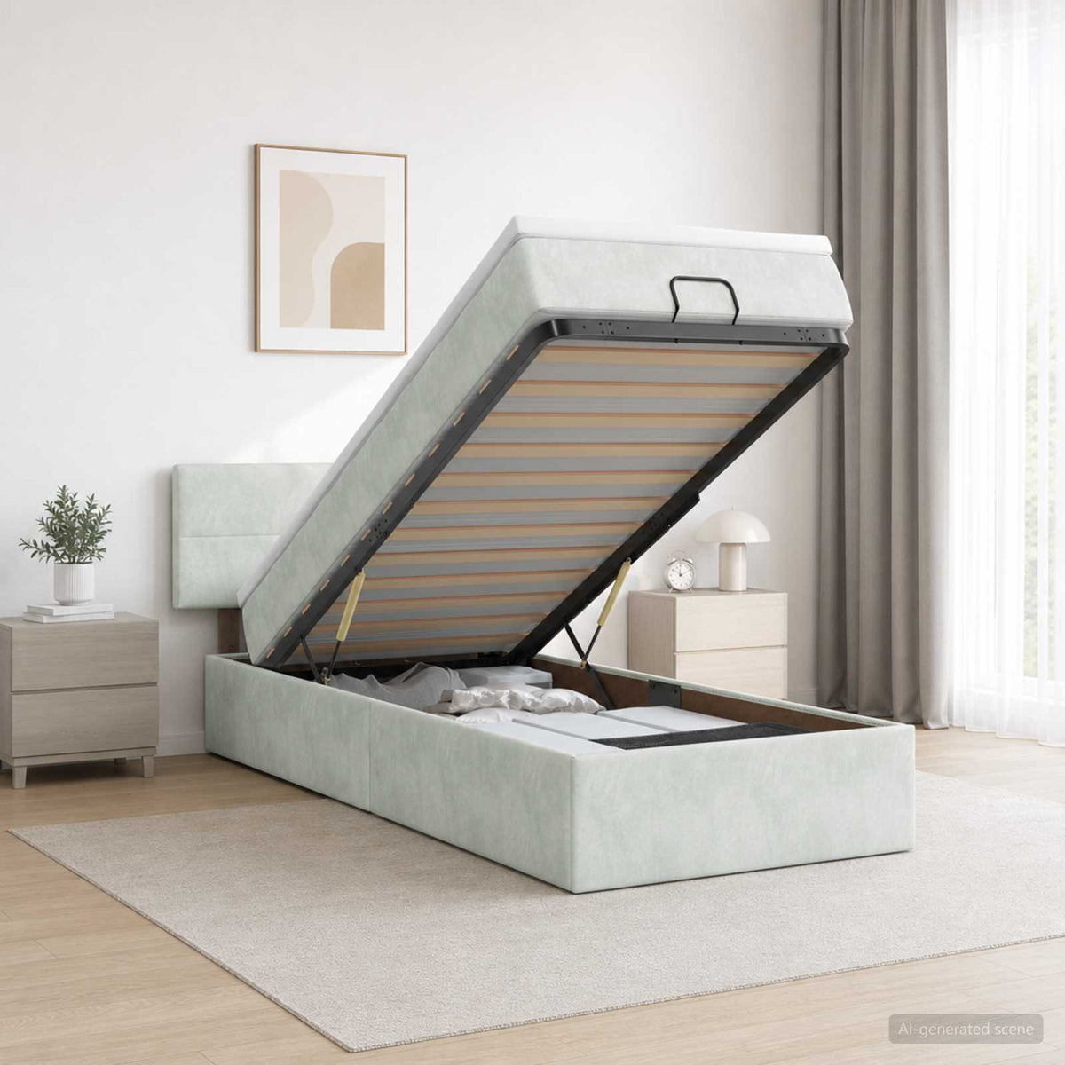 Lit coffre avec matelas et LED Gris clair 80 x 200 cm Velours