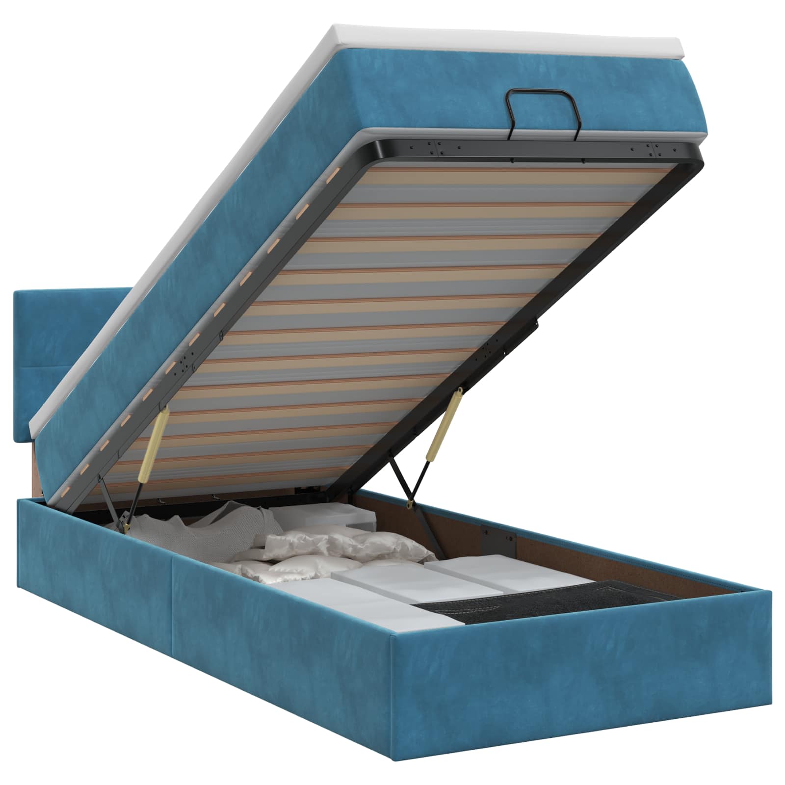 Lit ottoman avec matelas Bleu foncé 90 x 200 cm Velours - XIOS