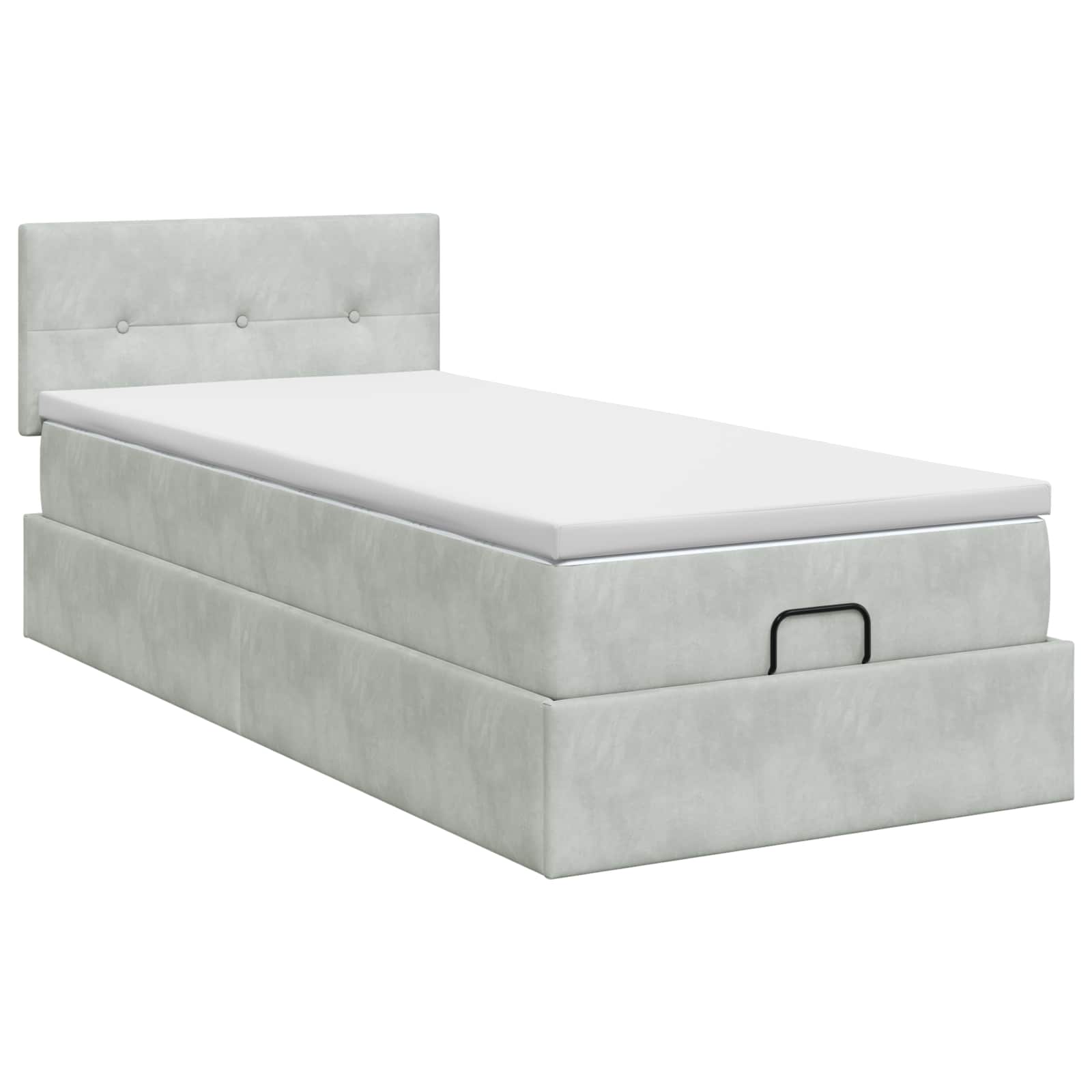 Lit ottoman avec matelas Gris clair 100 x 200 cm Velours