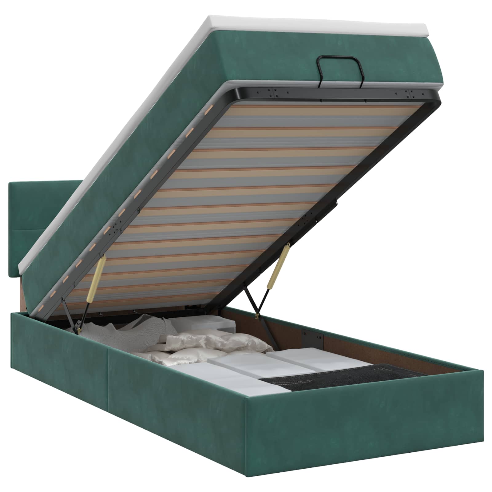 Lit ottoman avec matelas Vert foncé 100 x 200 cm Velours