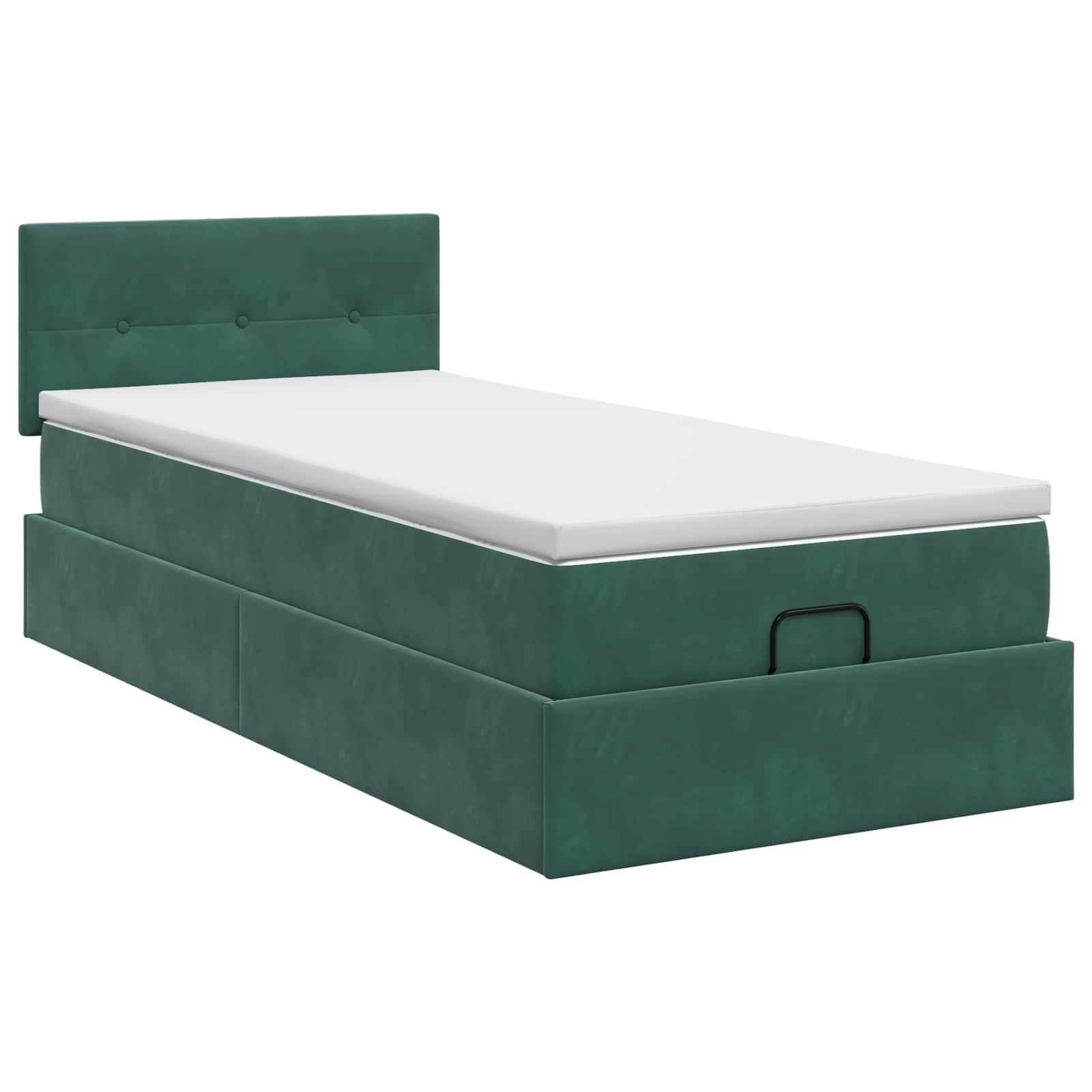 Lit ottoman avec matelas Vert foncé 100 x 200 cm Velours