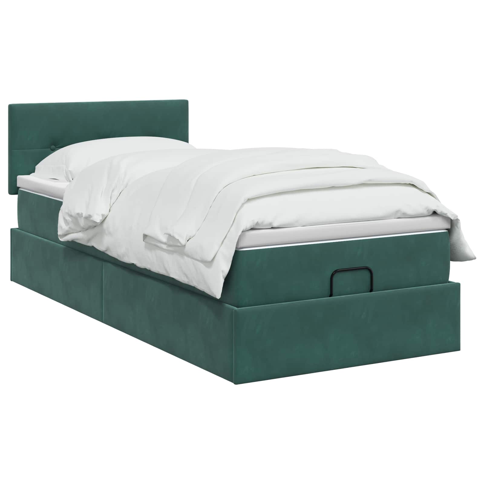 Lit ottoman avec matelas Vert foncé 100 x 200 cm Velours