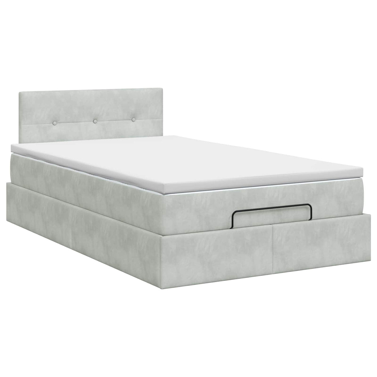 Lit ottoman avec matelas Gris clair 120 x 190 cm Velours