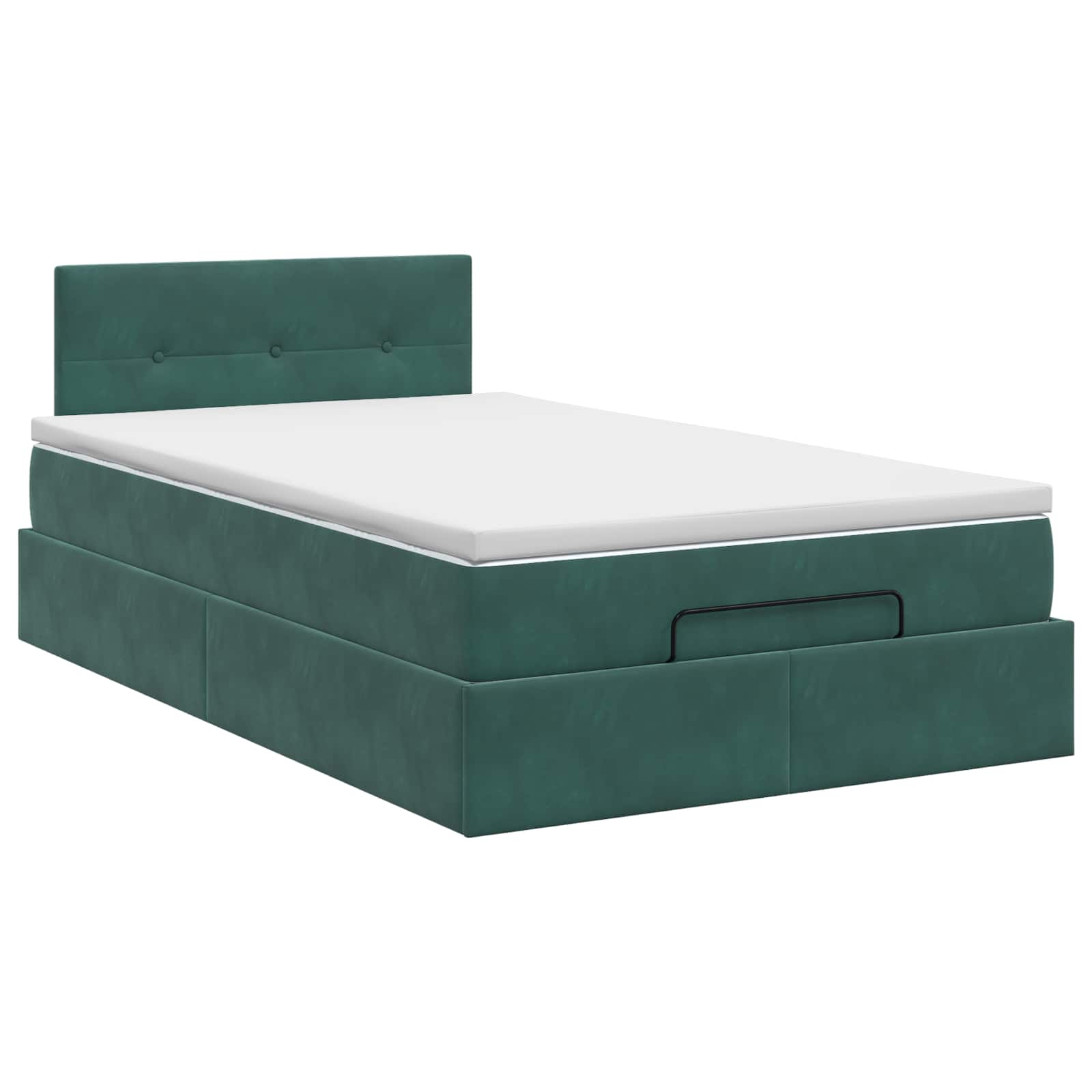 Lit ottoman avec matelas Vert foncé 120 x 190 cm Velours
