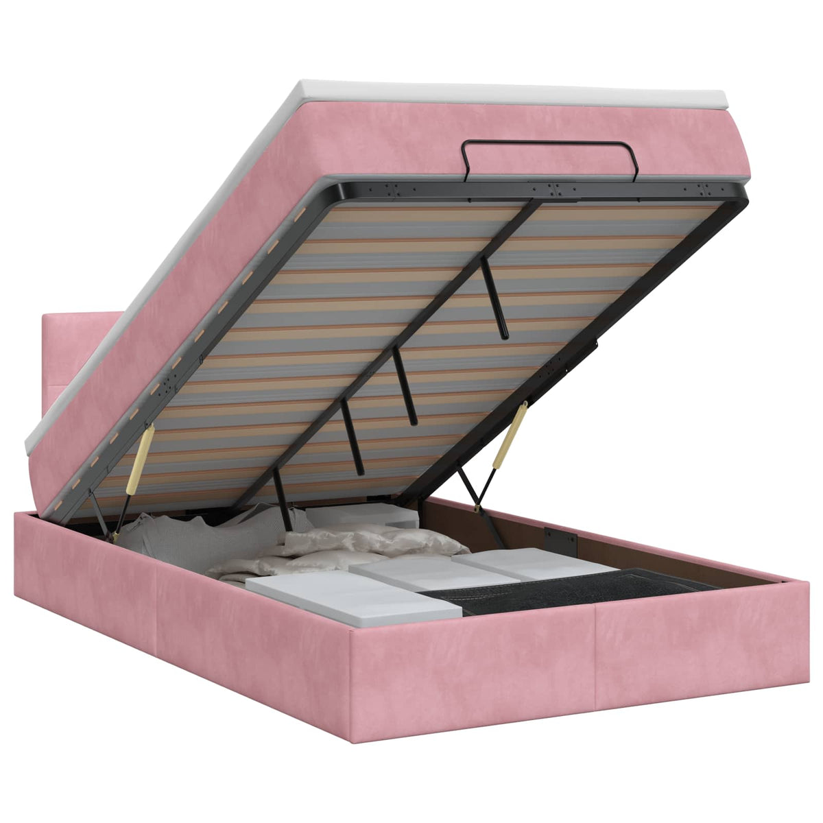 Lit ottoman avec matelas Rose 120 x 190 cm Velours