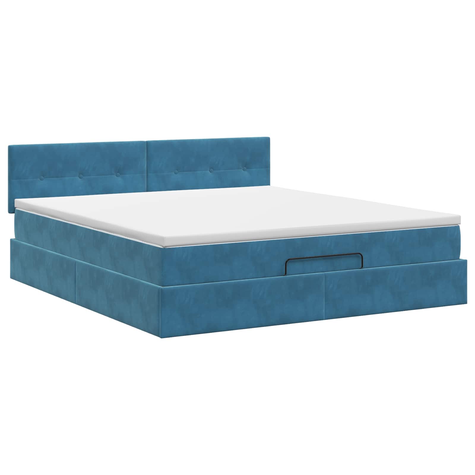 Lit ottoman avec matelas Bleu foncé 140 x 190 cm Velours