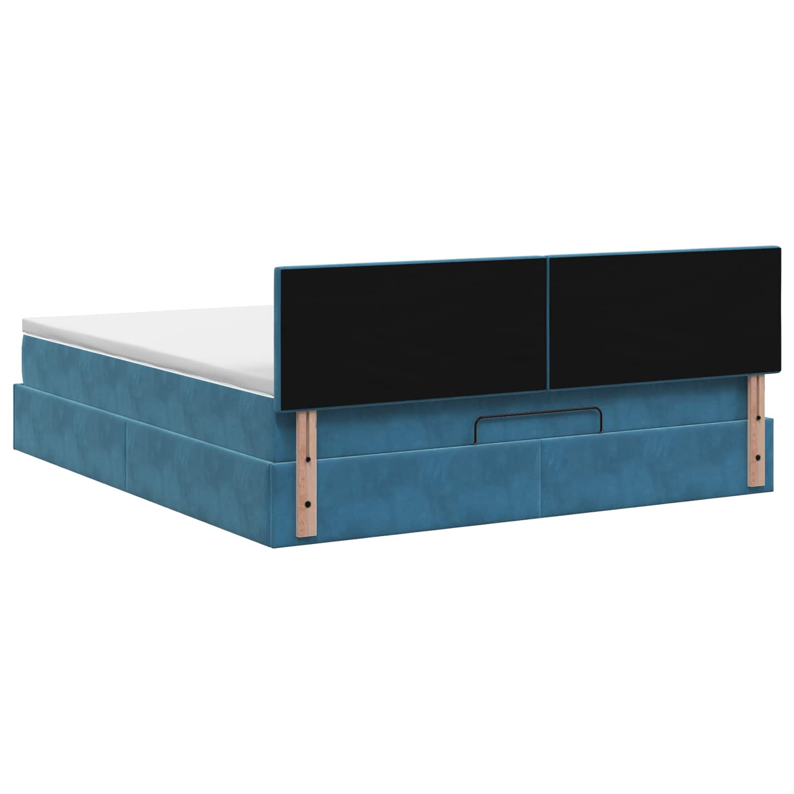 Lit ottoman avec matelas Bleu foncé 140 x 190 cm Velours