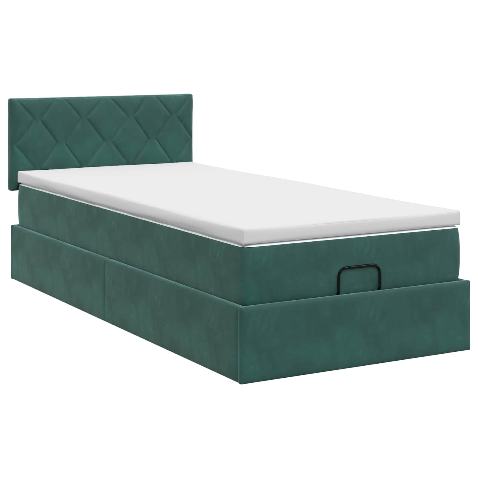 Lit ottoman avec matelas Vert foncé 80 x 200 cm Velours