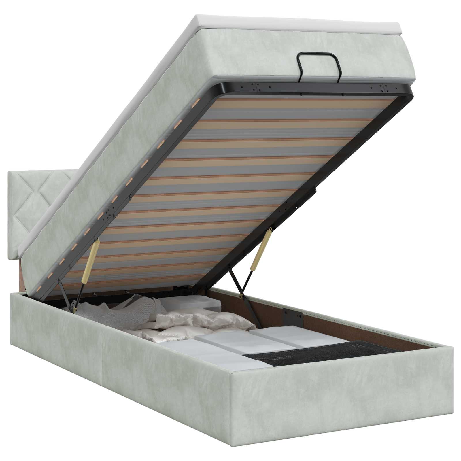 Lit ottoman avec matelas Gris clair 90 x 190 cm Velours