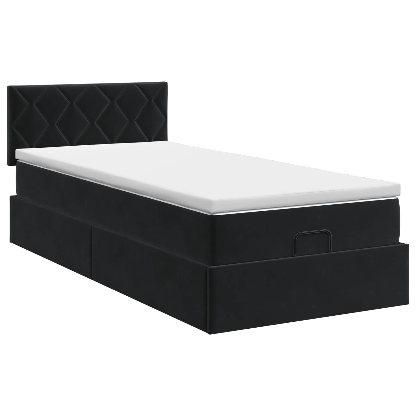 Lit ottoman avec matelas Noir 90 x 190 cm Velours