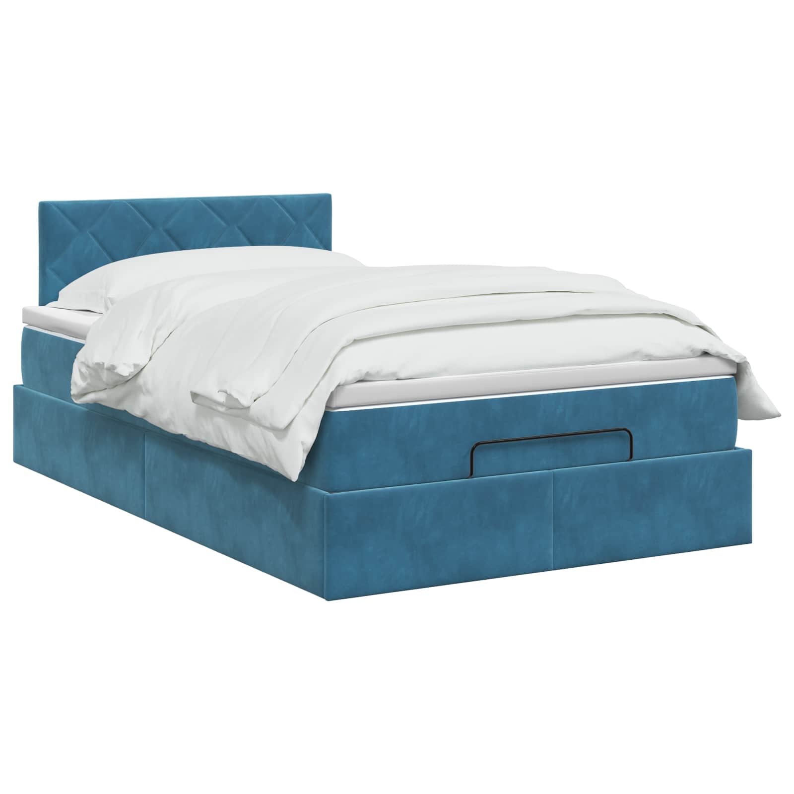Lit ottoman avec matelas Bleu foncé 120 x 190 cm Velours