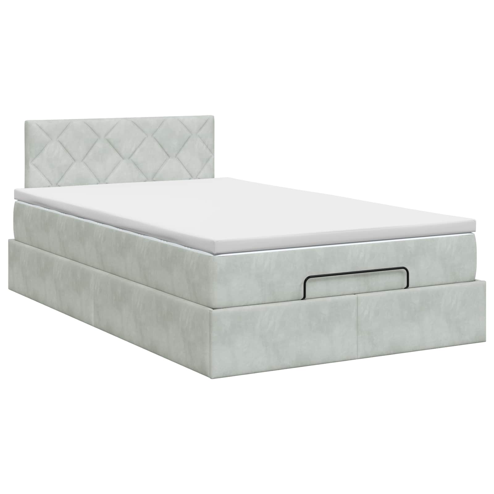 Lit ottoman avec matelas Gris clair 120 x 200 cm Velours