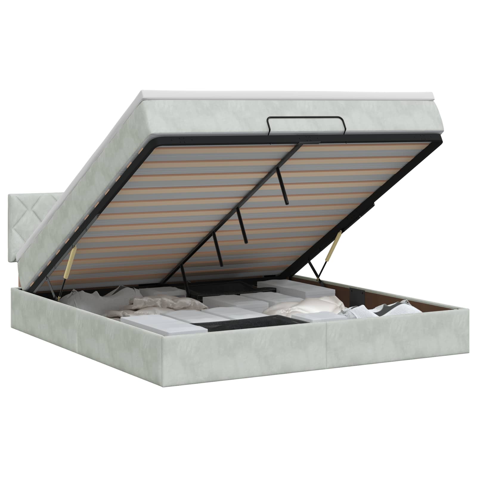 Lit ottoman avec matelas Gris clair 140 x 190 cm Velours