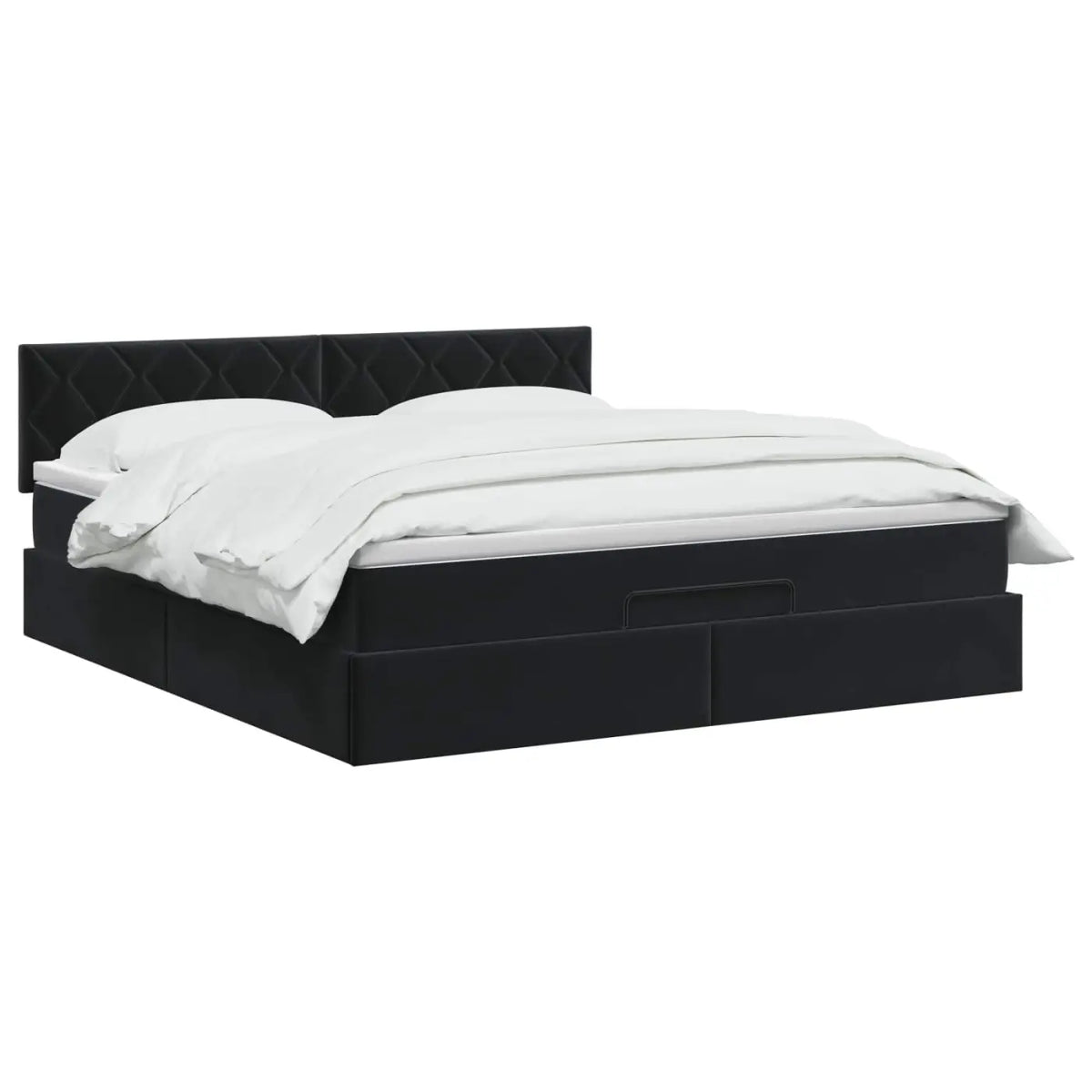 Lit ottoman avec matelas Noir 140 x 200 cm Velours - XIOS