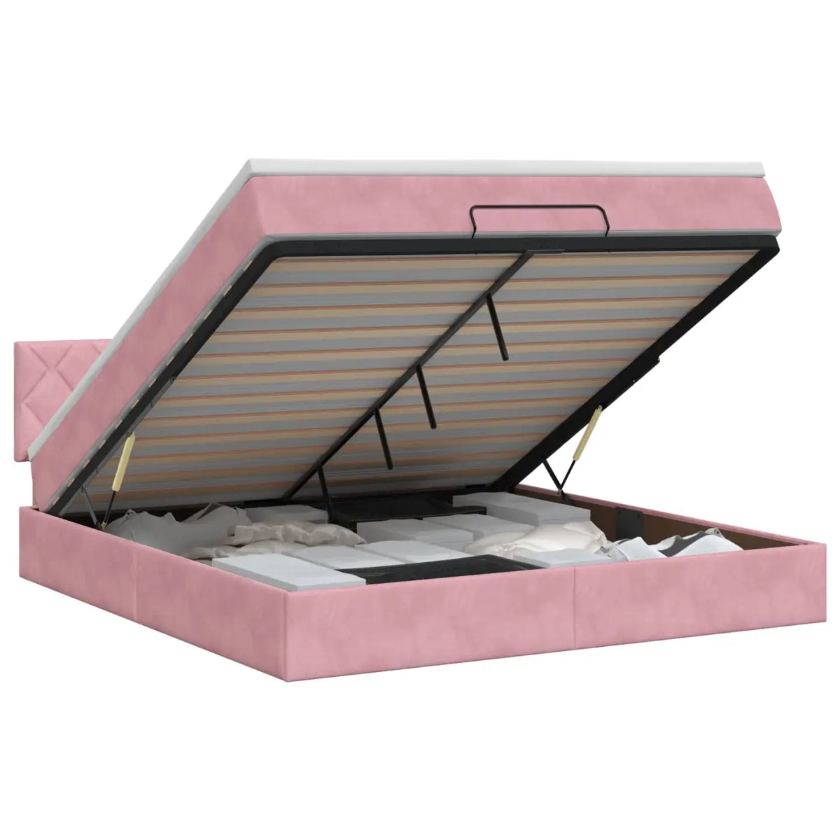 Lit ottoman avec matelas Rose 140 x 200 cm Velours - XIOS