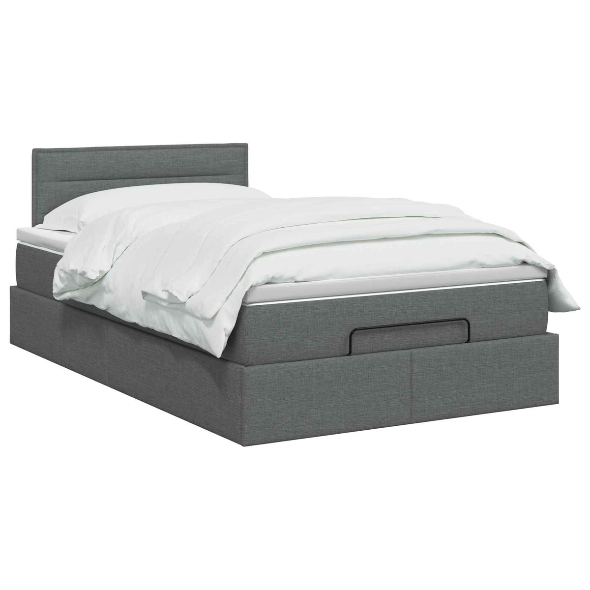 Lit coffre avec matelas et LED Gris foncé 120 x 190 cm Tissu