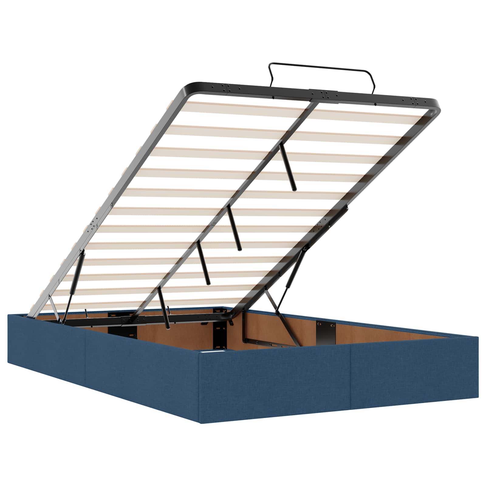 Lit coffre avec matelas et LED Bleu 120 x 190 cm Tissu