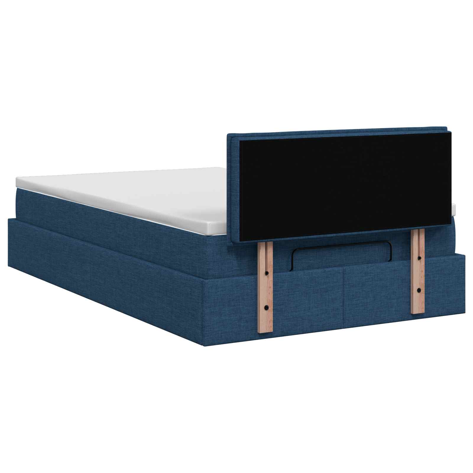 Lit coffre avec matelas et LED Bleu 120 x 190 cm Tissu