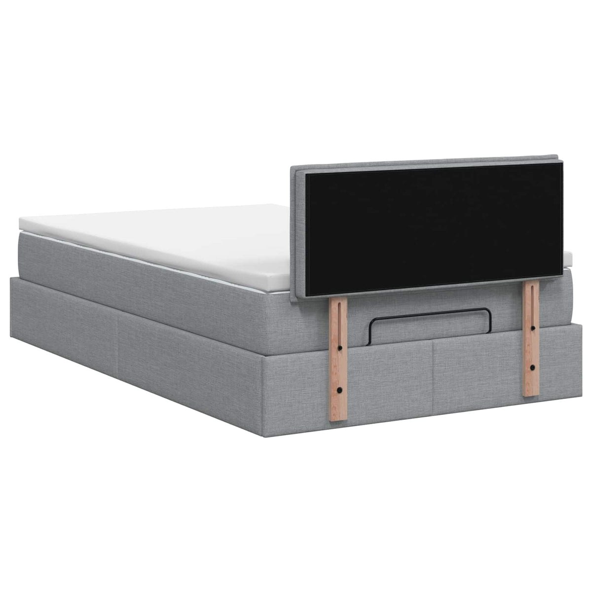 Lit coffre avec matelas et LED Gris clair 120 x 200 cm Tissu