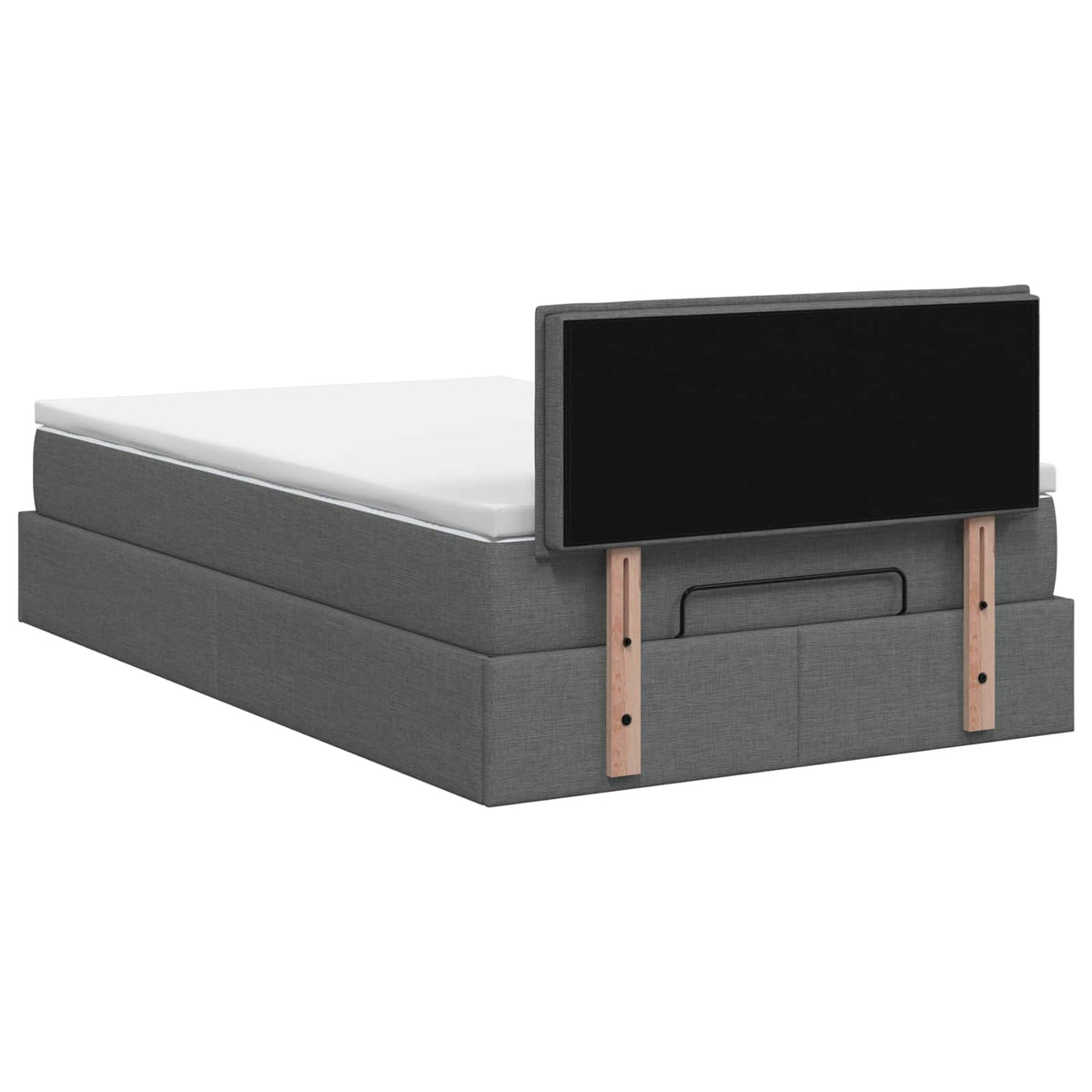 Lit coffre avec matelas et LED Gris foncé 120 x 200 cm Tissu