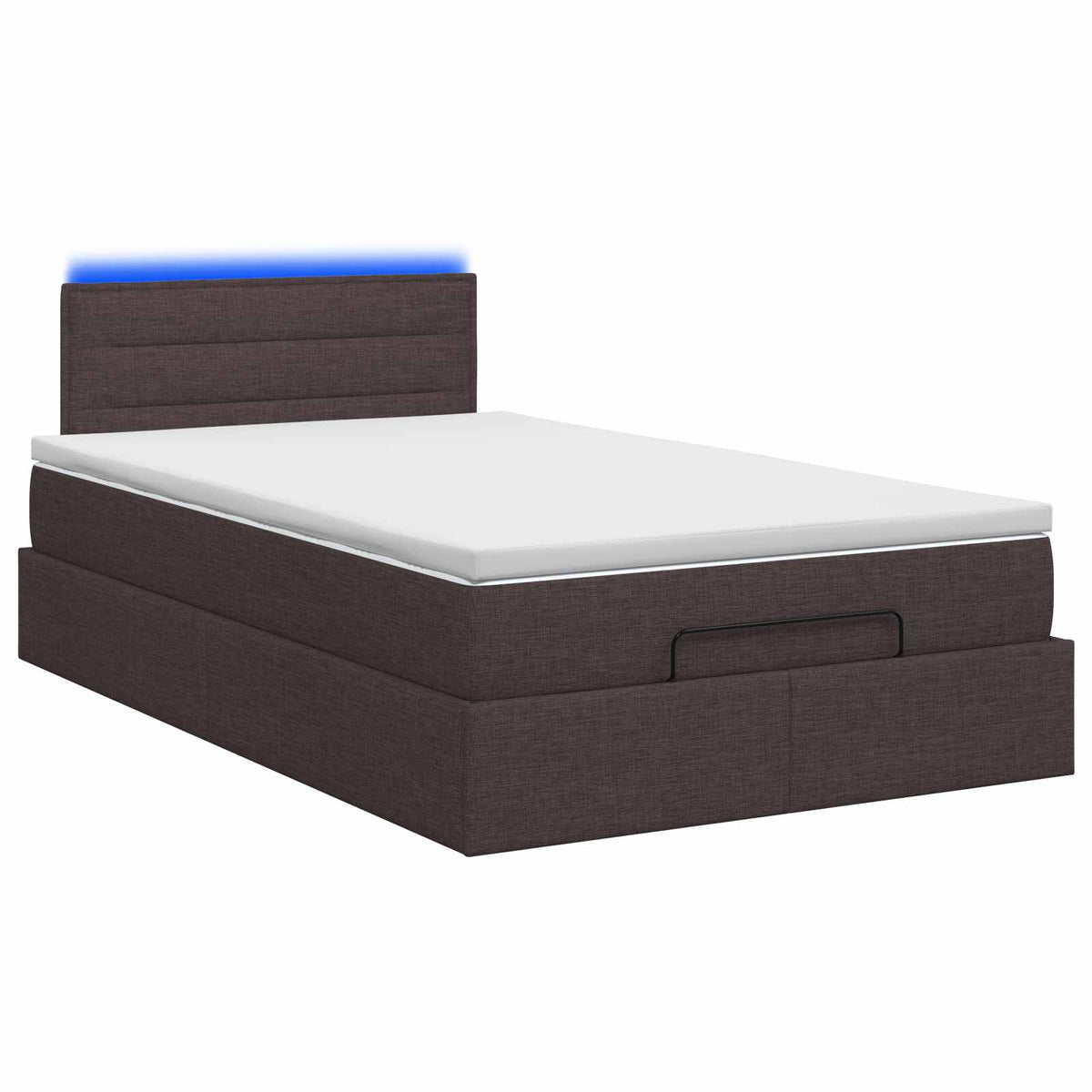 Lit coffre avec matelas et LED Marron foncé 120 x 200 cm Tissu